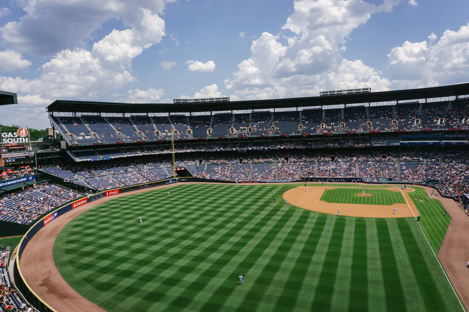 Sunlit baseball stadium