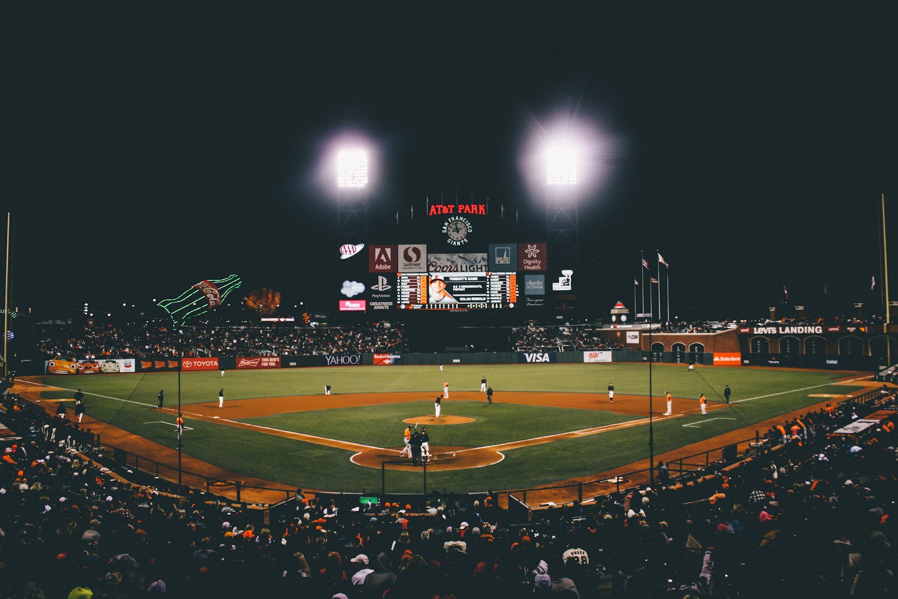 Sports arena at night